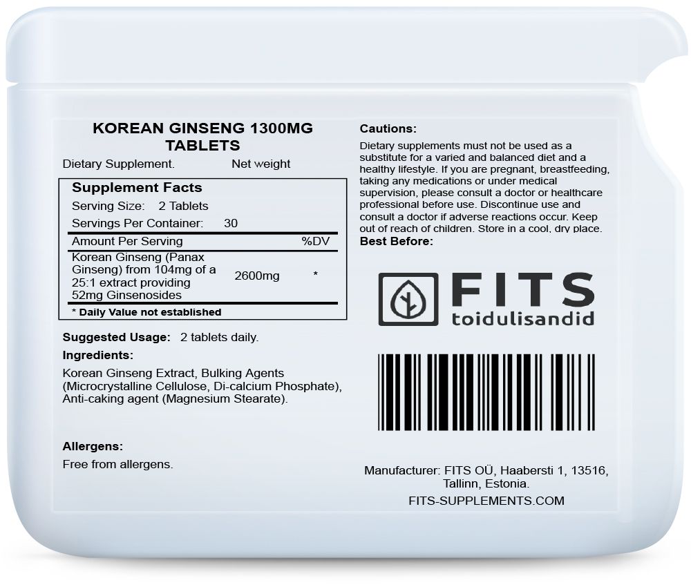 Kórejský ženšen 1300mg 60 tabliet