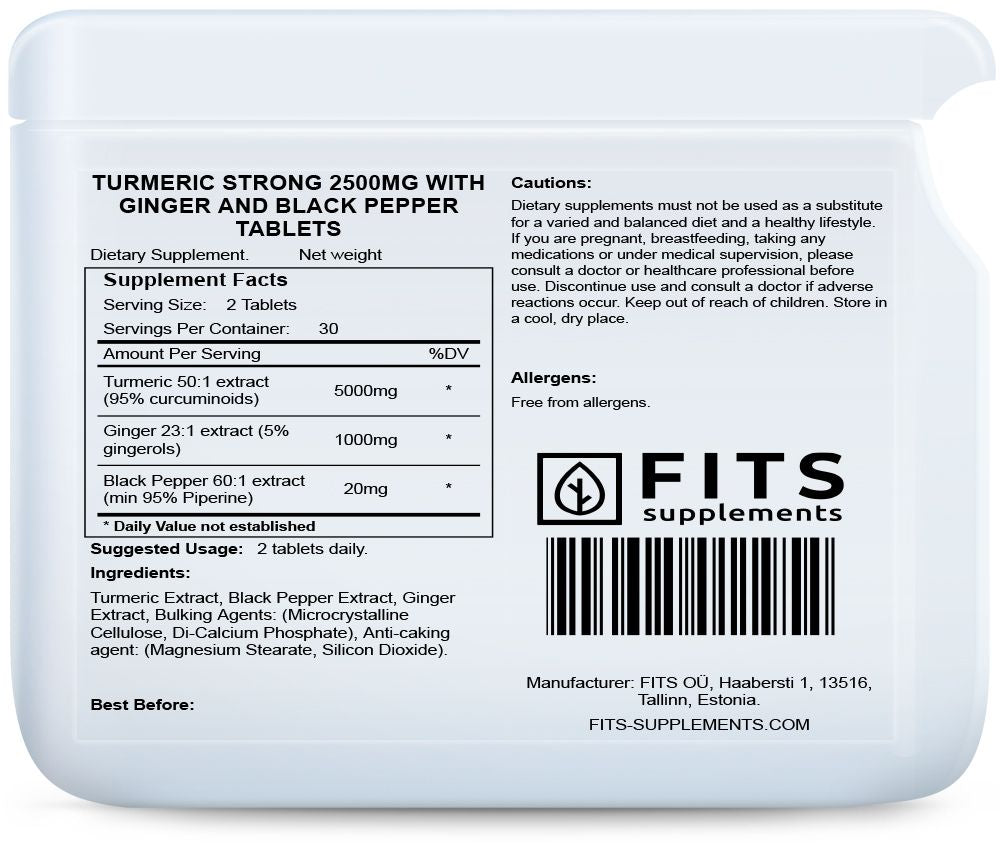 FITS Kurkuma Strong 2500mg se zázvorem a černým pepřem 60 tablet - 2
