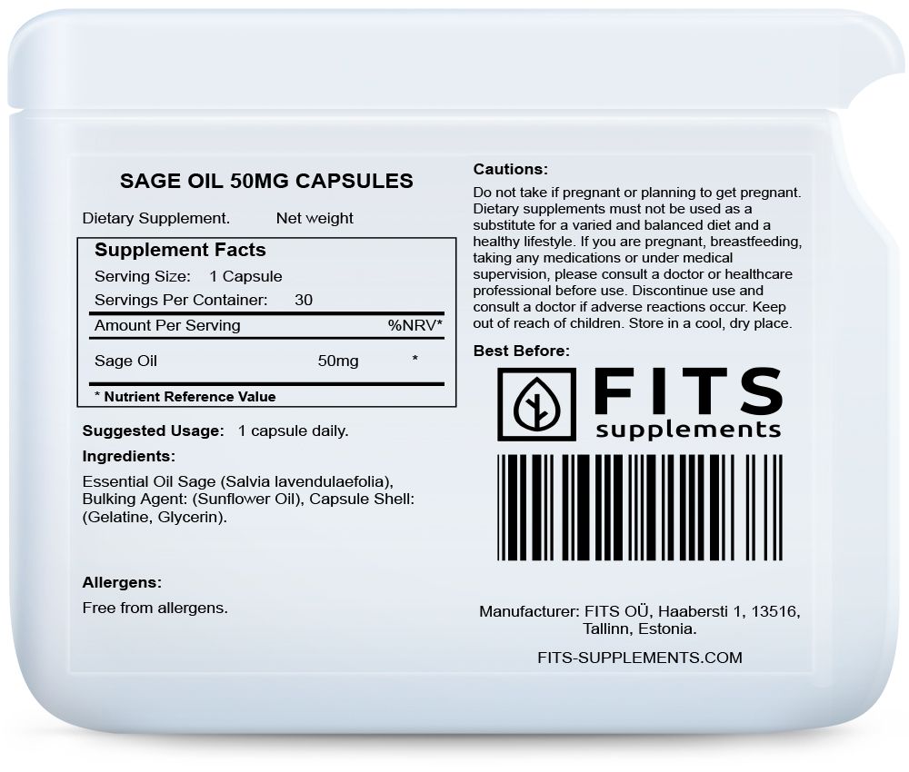 Sage Oil 50mg 30 capsules