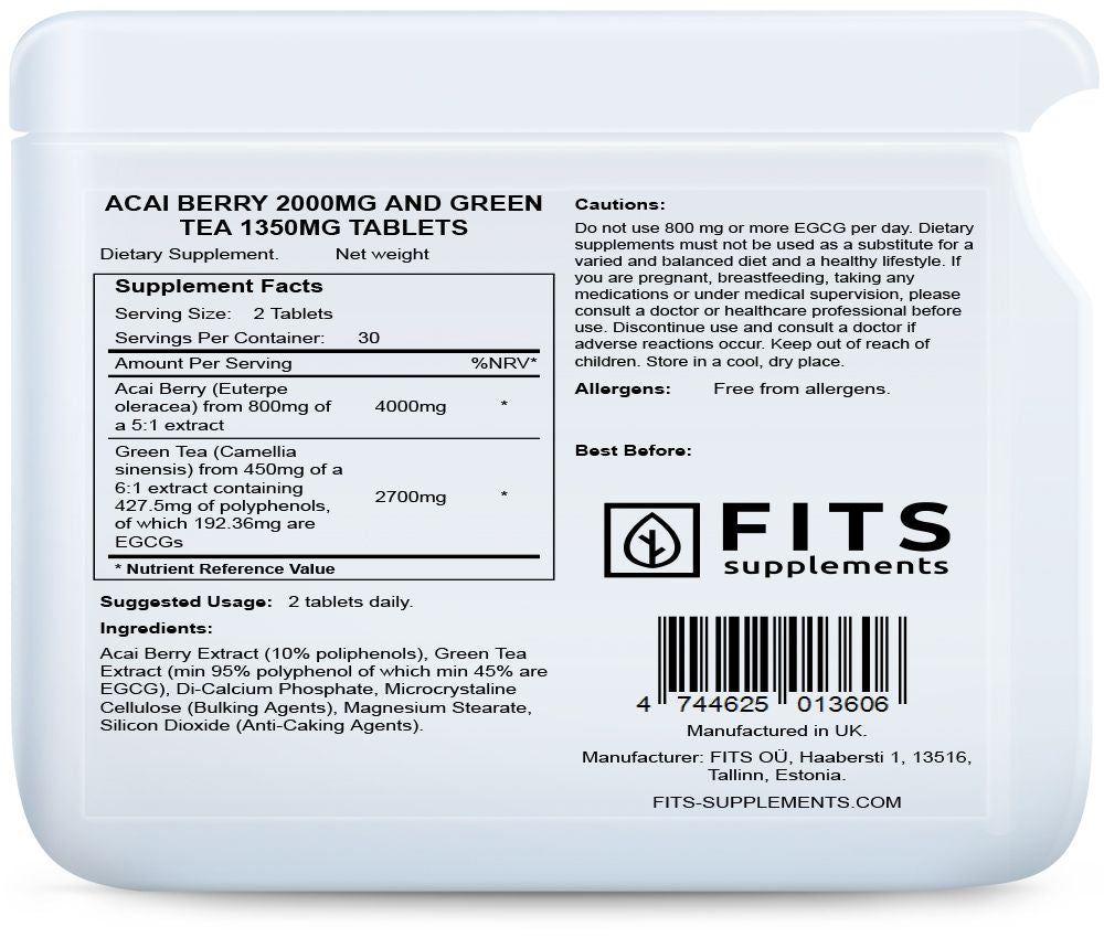 Acai Berry 2000mg a Zelený Čaj 1350mg 60 tabliet