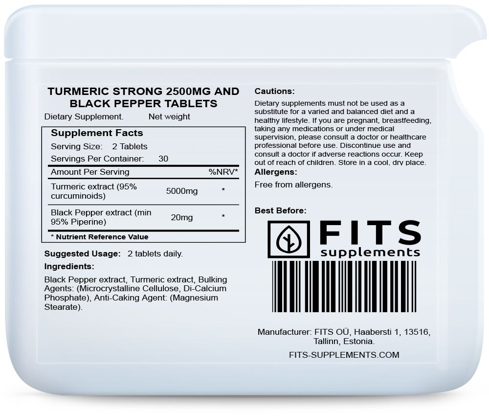 FITS Kurkuma 2500mg a čierne korenie 10mg 60 tabliet - 2