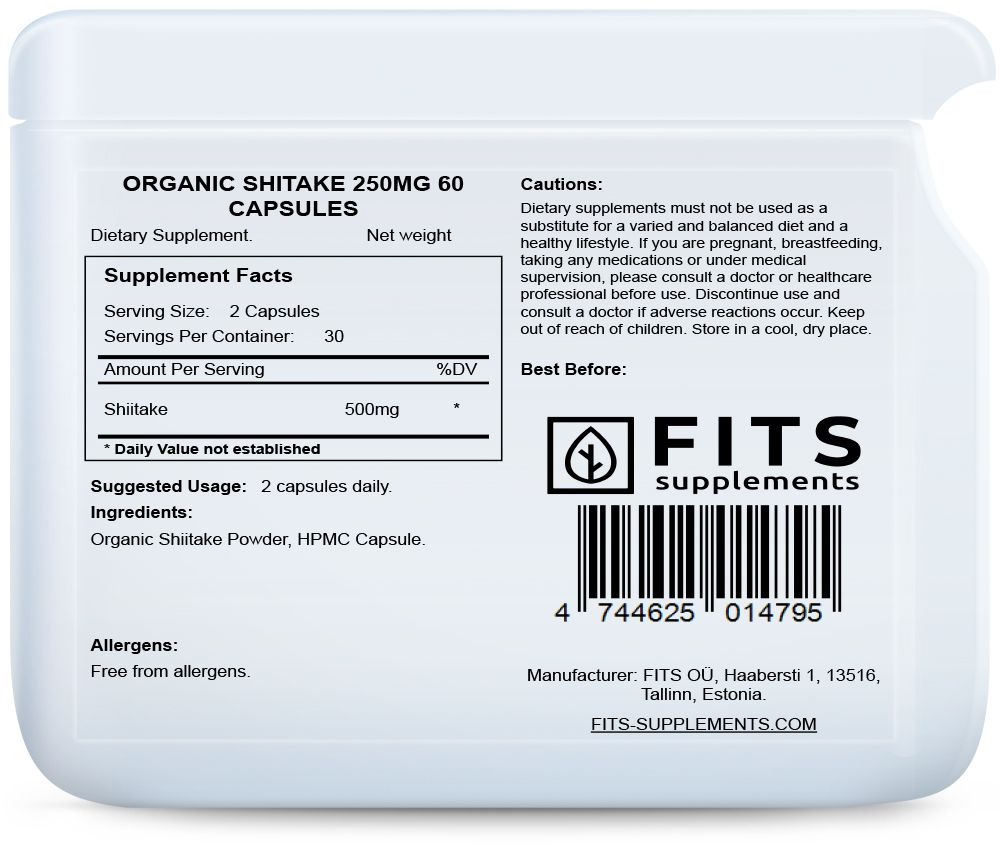 Organické Shiitake 250mg 60 kapsúl