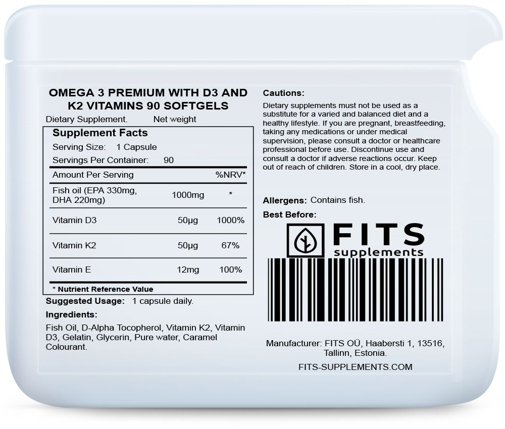 Omega 3 Premium s vitamínmi D3 a K2 90 mäkkých kapsúl