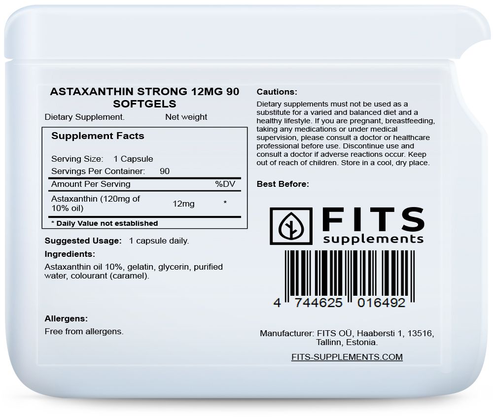 Astaxanthin Strong 12mg 90 softgels